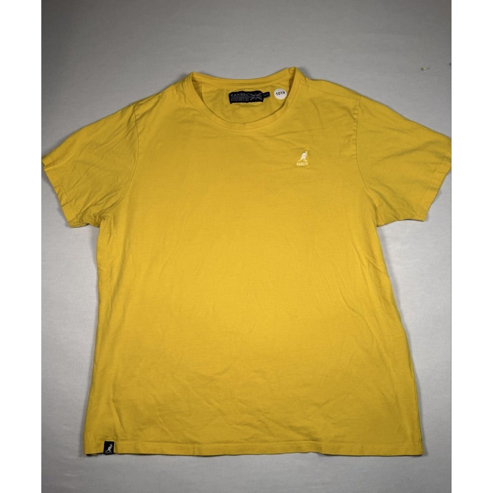 Kangol Shirt Mens XL Yellow Logo Crew Neck Short Sleeve Basic Tee Casual